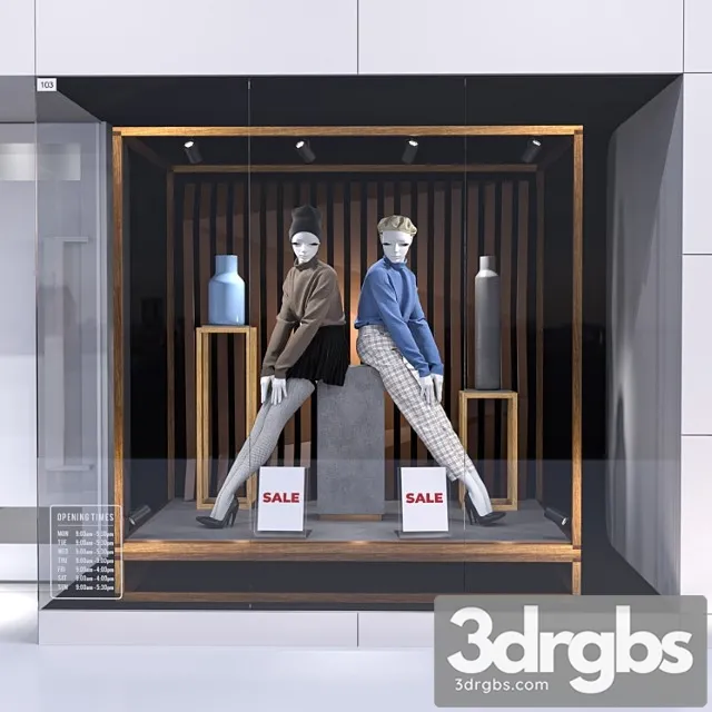 Shop front with female mannequin 001