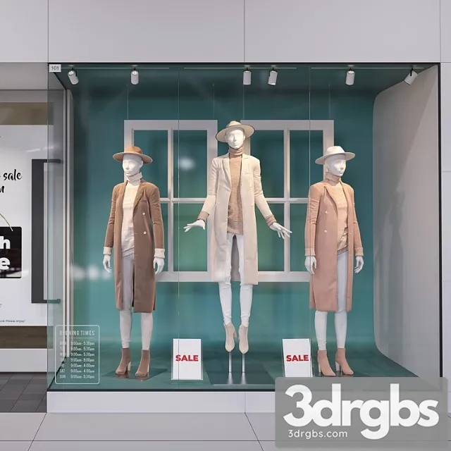 Shop front with female mannequins 3dsmax Download