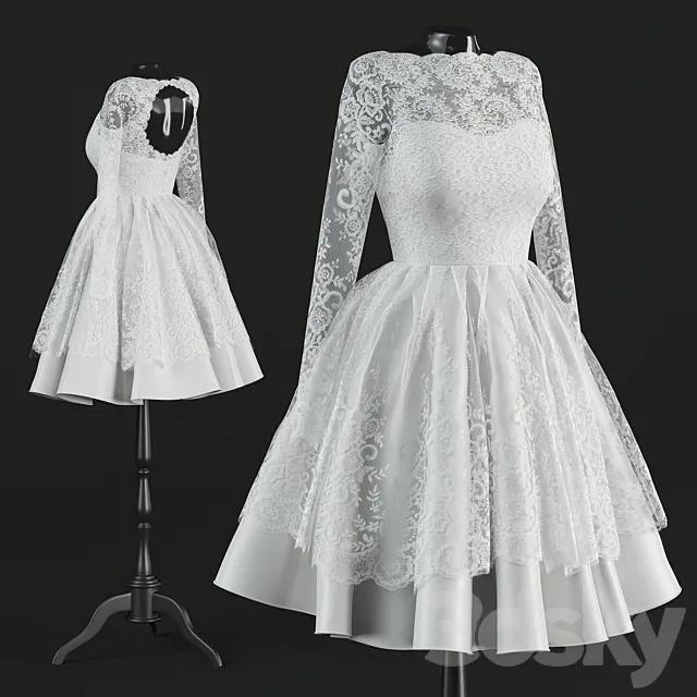 Short Wedding Dress 3DSMax File