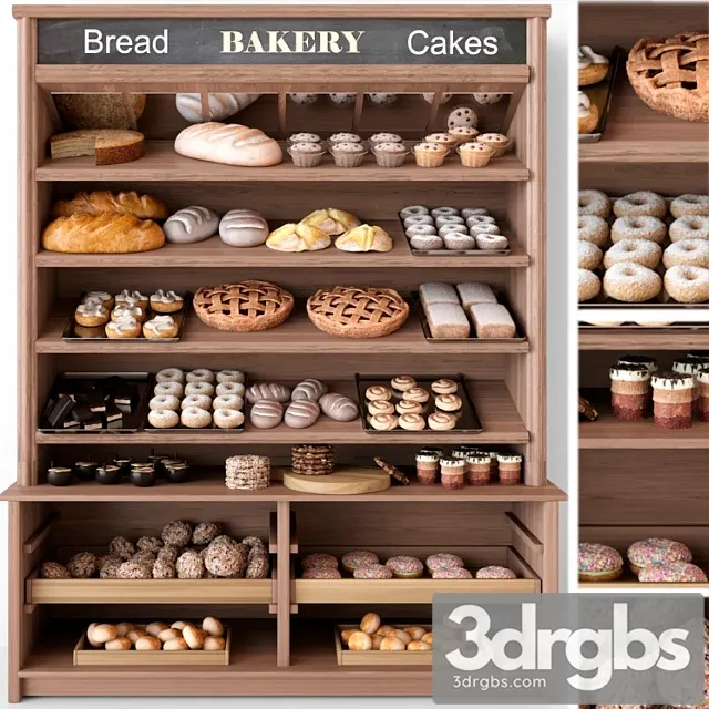 Showcase In A Bakery With Pastries and Desserts Sweets 3dsmax Download