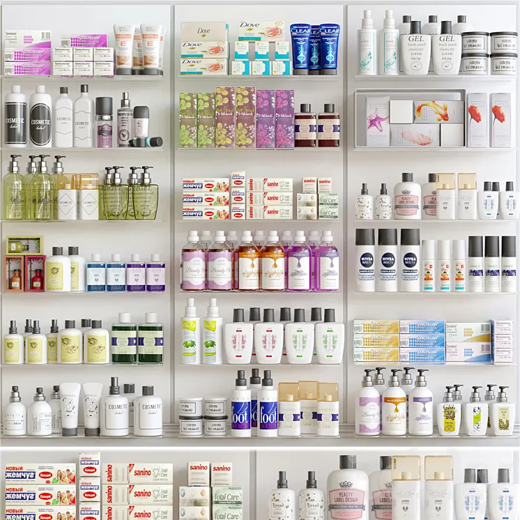 Showcase in a pharmacy with cosmetics 5 3DS Max
