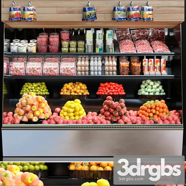 Showcase in a supermarket with fruits and vegetables. fruits and vegetables 3dsmax Download