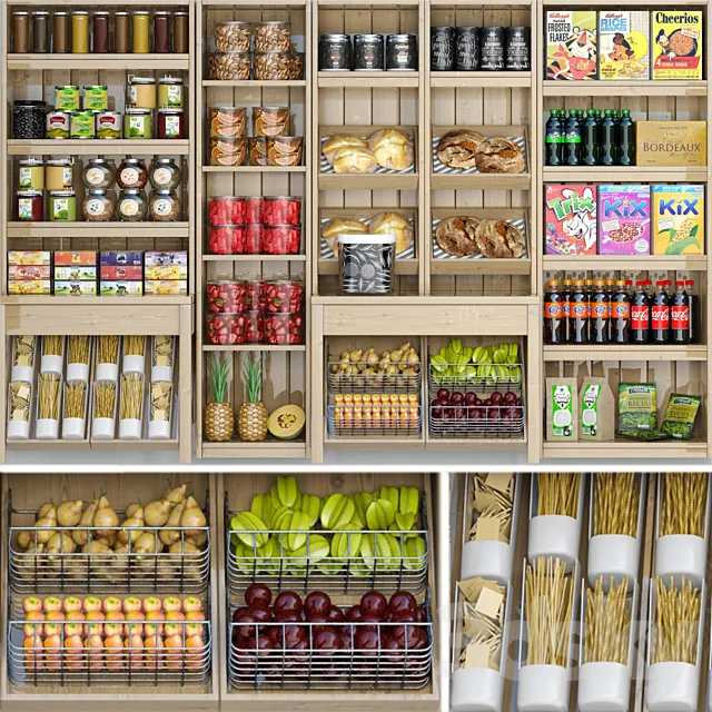 Showcase in a supermarket with products juices and spices 5 3DS Max Model