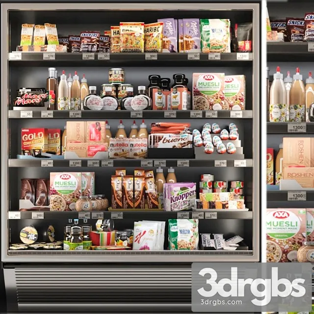 Showcase in a supermarket with sweets cereals and snacks 3 3dsmax Download
