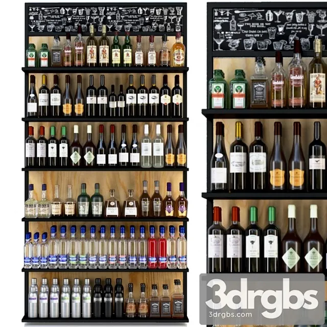 Showcase with alcohol in a supermarket 4. wine 3dsmax Download