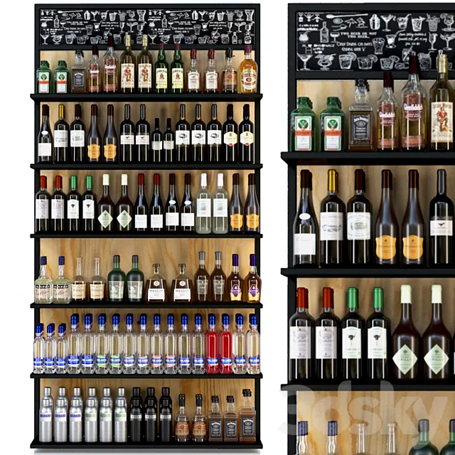 Showcase with alcohol in a supermarket 4. Wine 3DSMax File