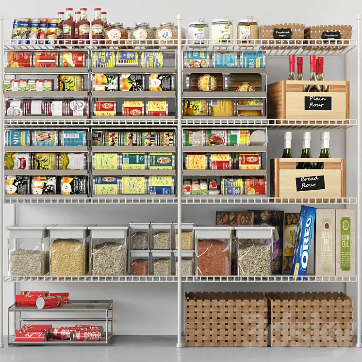 Showcase with conservation. spices and groceries in the supermarket 11 3DS Max