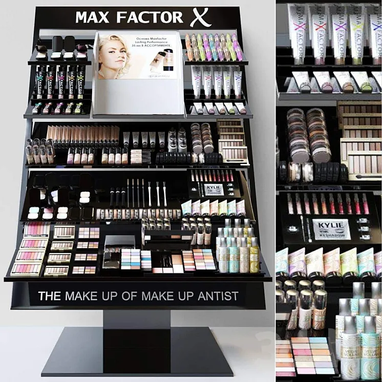 Showcase with professional cosmetics for beauty salons or duty free. Make up 3 3DS Max