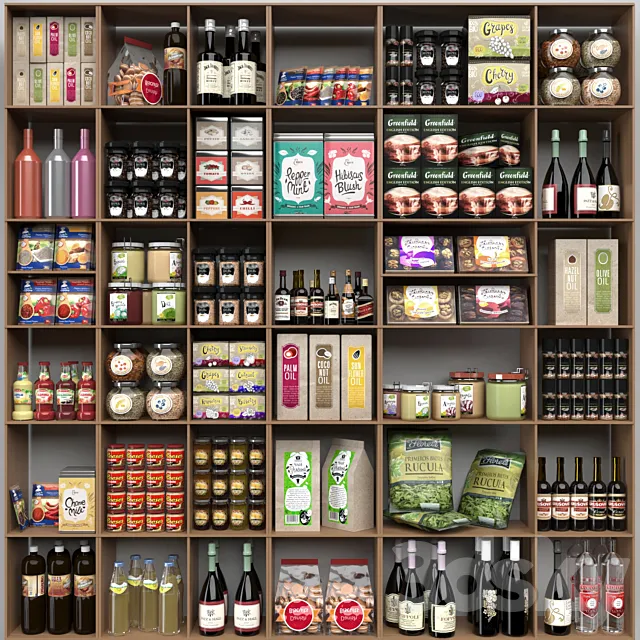 Showcase with spices. sauces in a supermarket or home pantry 3DSMax File