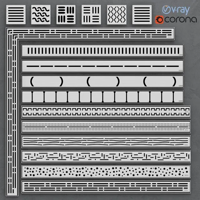 Shower Channels Floor Drains Tece and Ravak 3dsMax Model