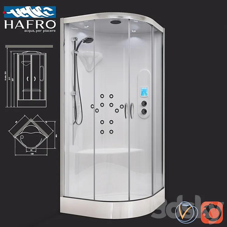 Shower cubicle with hydromassage Hafro New Bi-Size 3DS Max