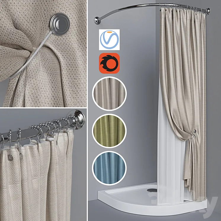 Shower curtain 1 3DS Max