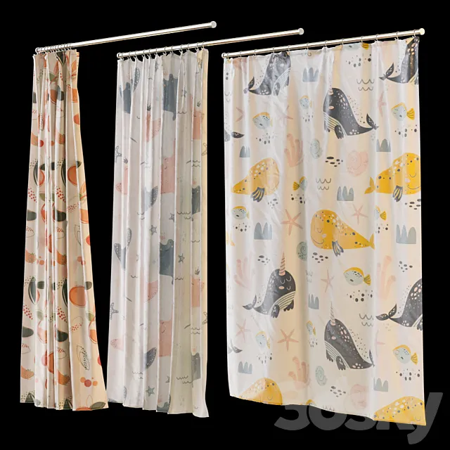Shower curtain (6 prints) 3ds Max
