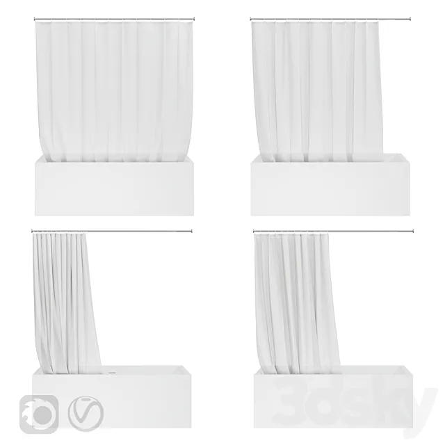 Shower curtain and bathtub Knief shape 70 3DSMax File
