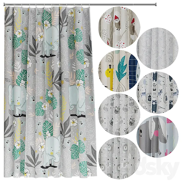 Shower curtain for children 3DS Max