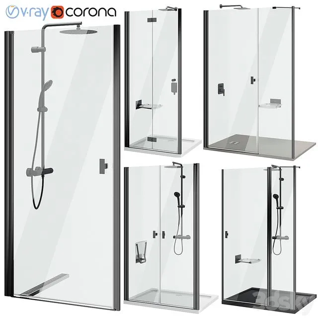 Shower doors Radaway Nes 8 Black set 140 3dsMax Model