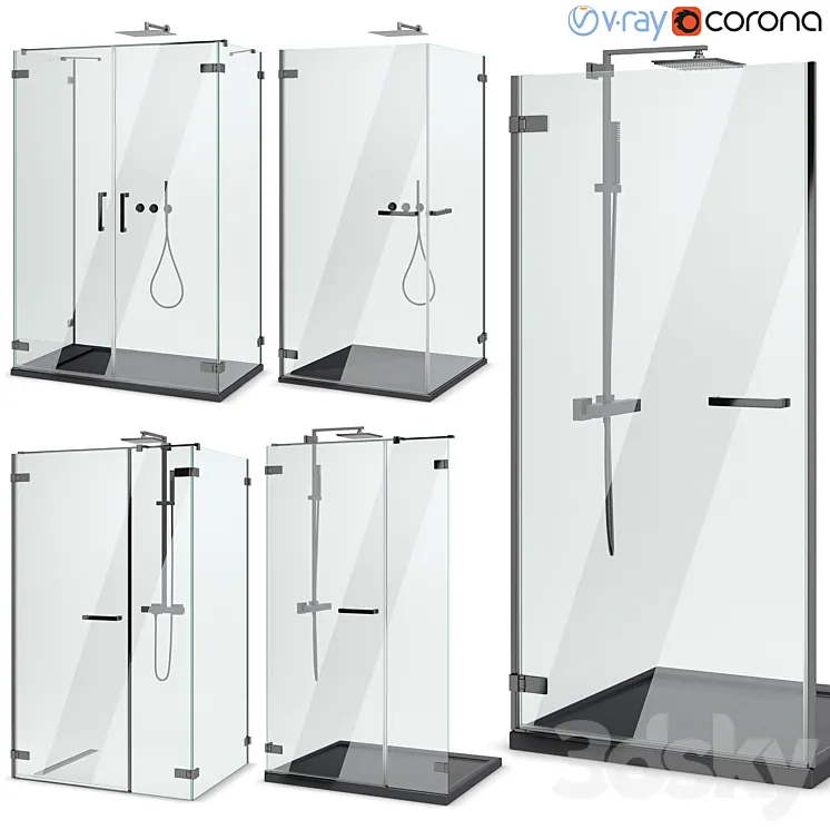 Shower enclosures and doors Radaway | Arta black set 102 3DS Max