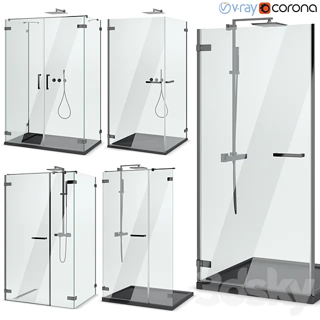 Shower enclosures and doors Radaway | Arta black set 102 3DSMax File
