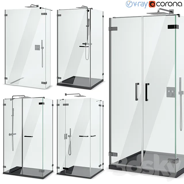 Shower enclosures and doors Radaway | Arta black set 103 3DSMax File