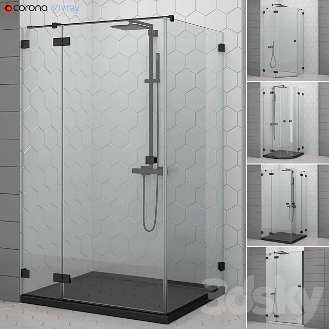 Shower enclosures and doors Radaway | Essenza black 3DS Max Model