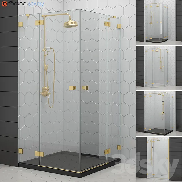 Shower enclosures and doors Radaway | Essenza gold 3DSMax File