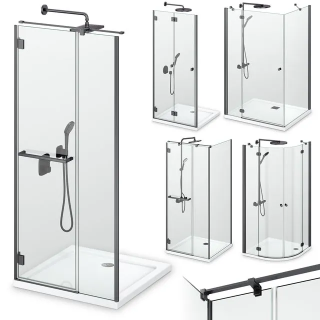 Shower enclosures Radaway Carena black 3dsMax Model