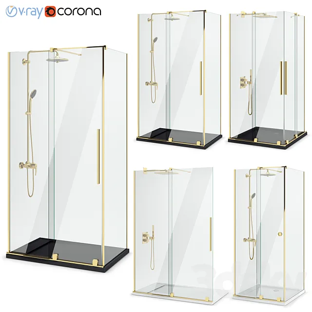 Shower enclosures Radaway | Furo gold set 115 3DS Max Model