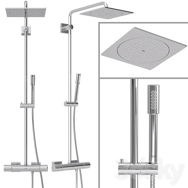 Shower System Grohe Rainshower F-Series System 254 3DS Max Model