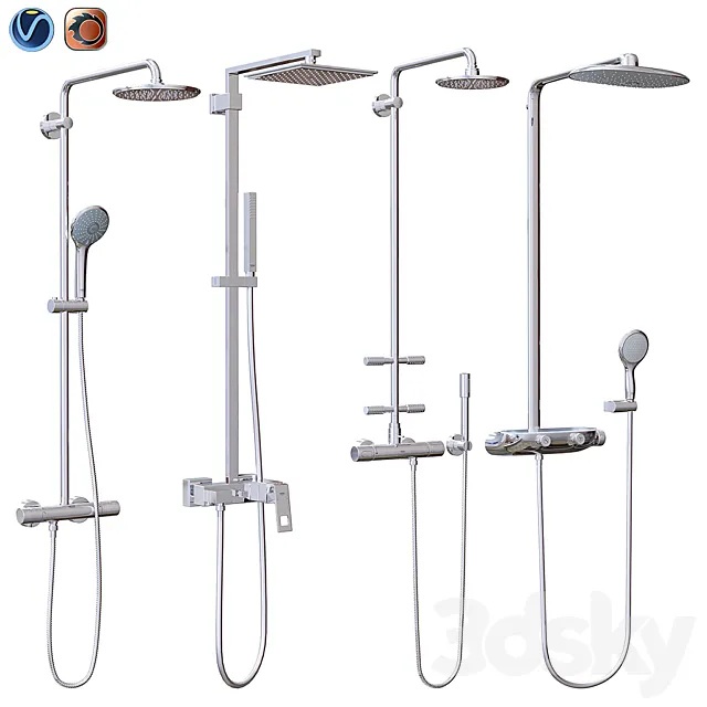 Shower Systems Grohe 3DS Max Model