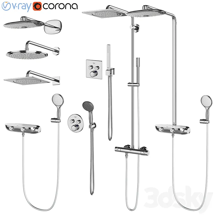 Shower systems GROHE set 96 3DS Max