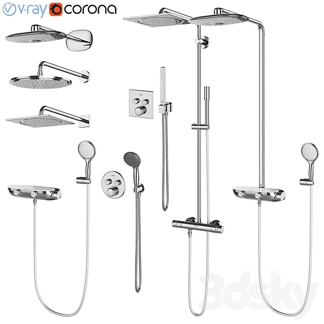 Shower systems GROHE set 96 3DSMax File