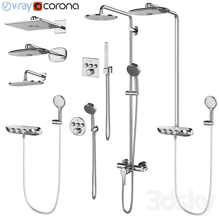 Shower systems GROHE set 97 3DS Max