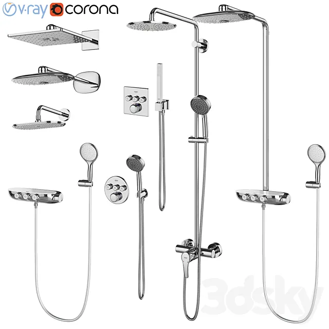 Shower systems GROHE set 97 3DSMax File