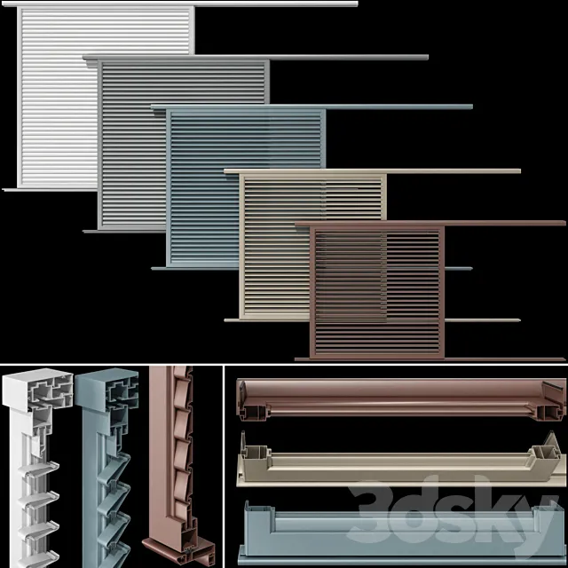 Shutter blind system for windows and doors 3ds Max