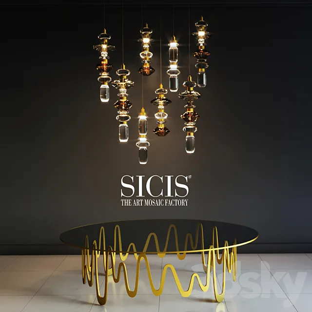 SICIS table and chandelier 3DSMax File