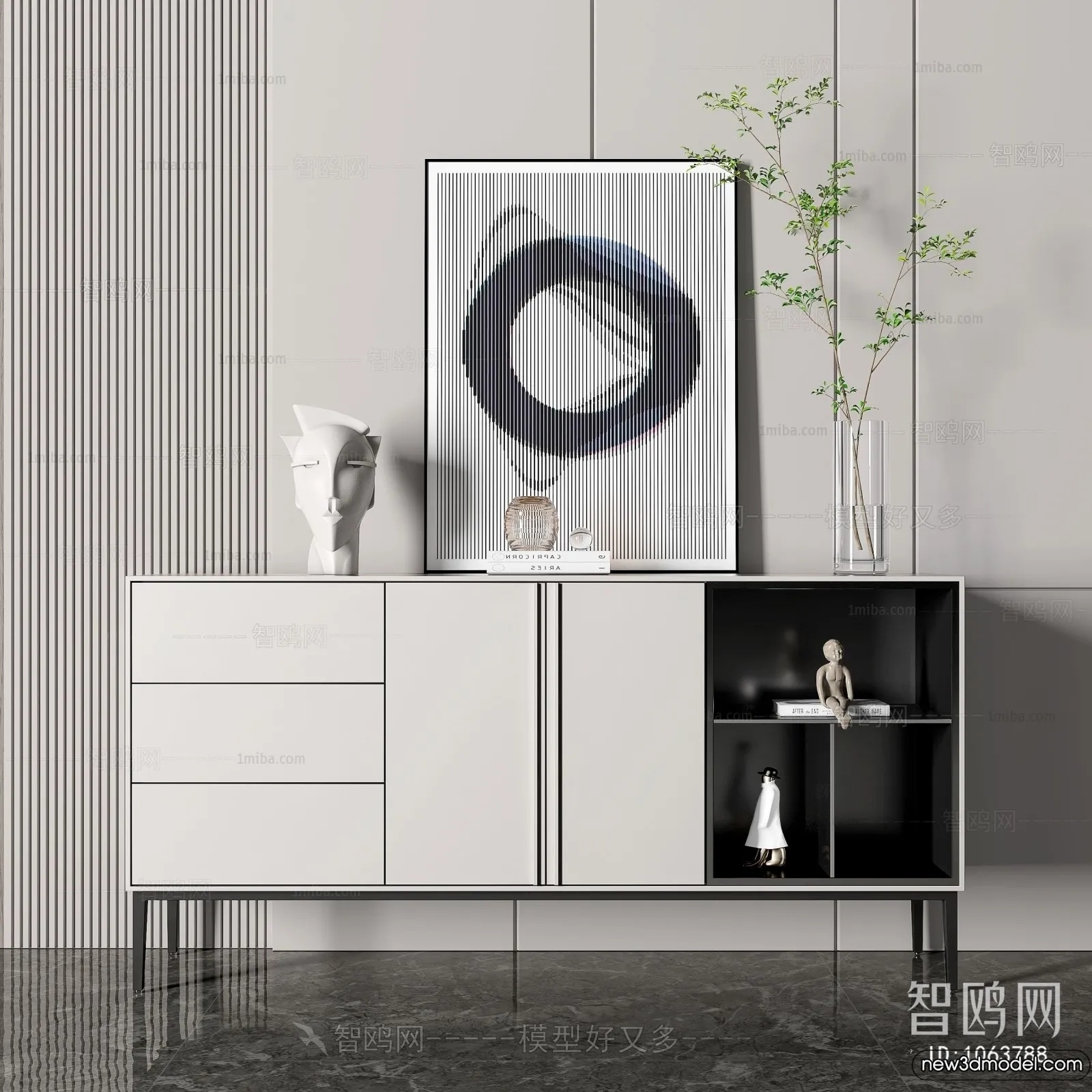 Side Cabinet and Racks – 3D Models for Interior – 065