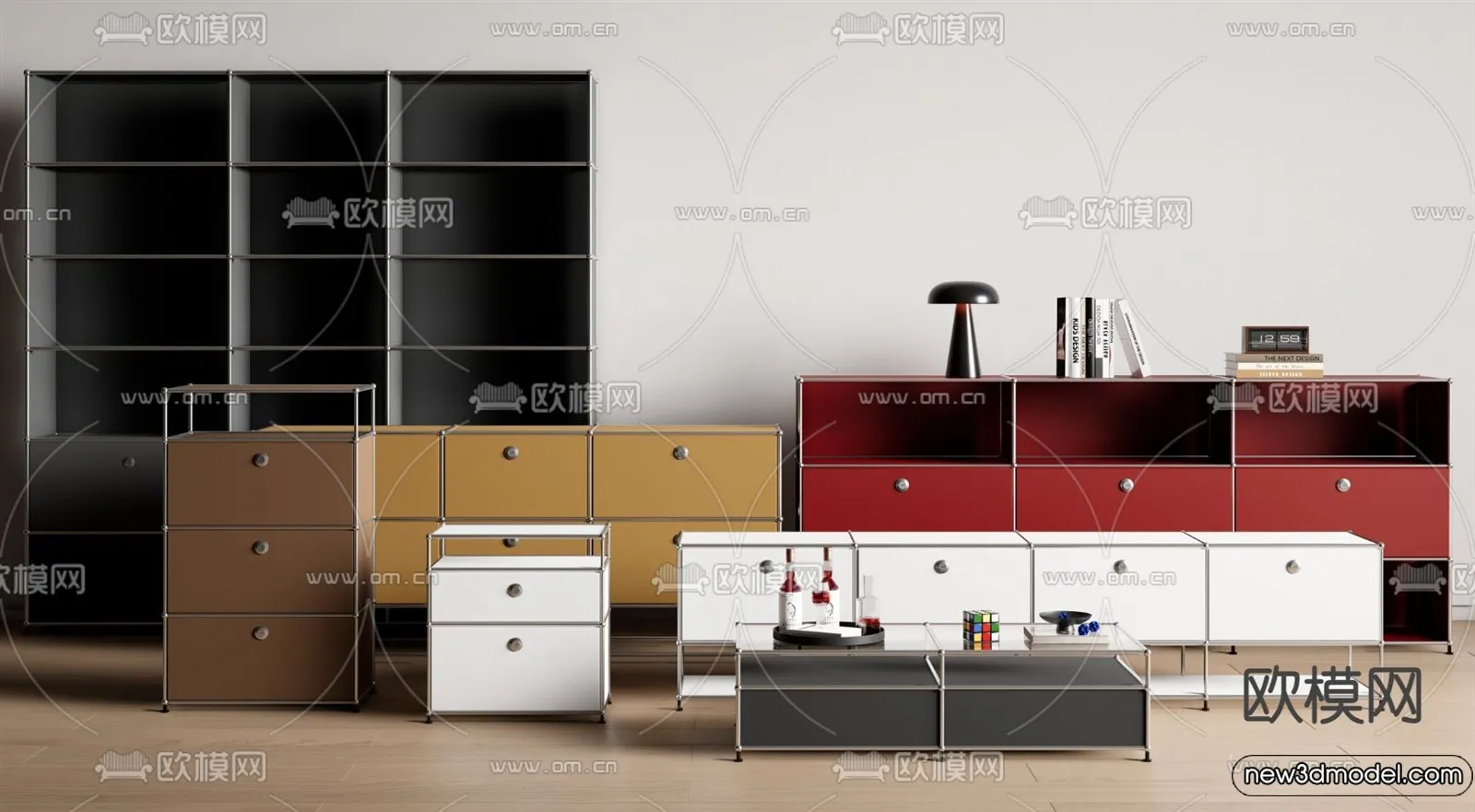 Side Cabinet and Racks – 3D Models for Interior – 089