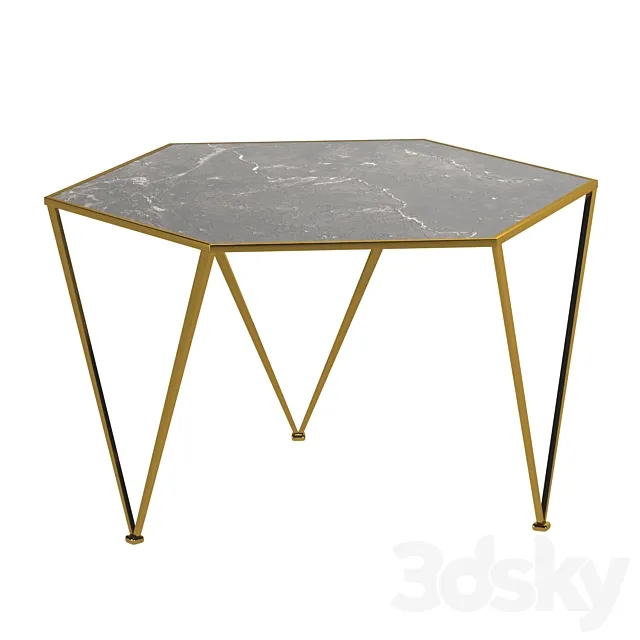 Side table Hexagon Marble Countertop 3DSMax File
