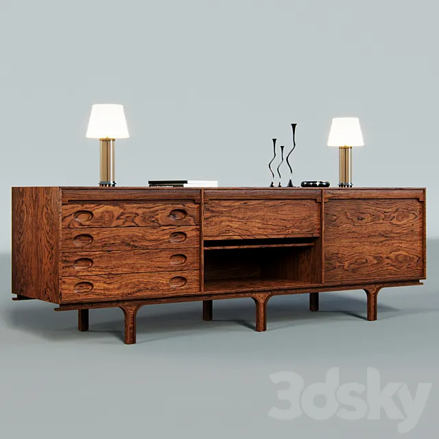 Sideboard by Gianfranco Frattini + Michael Berman Cylinder Lamp 3ds Max
