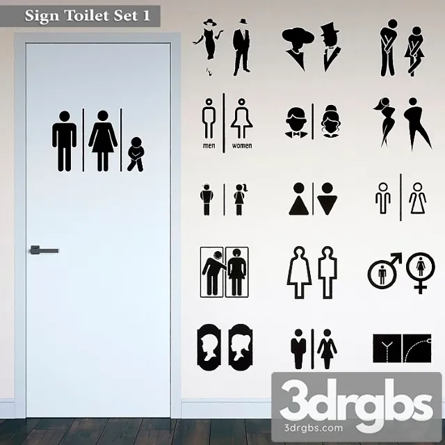 Sign toilet set 1 3dsmax Download