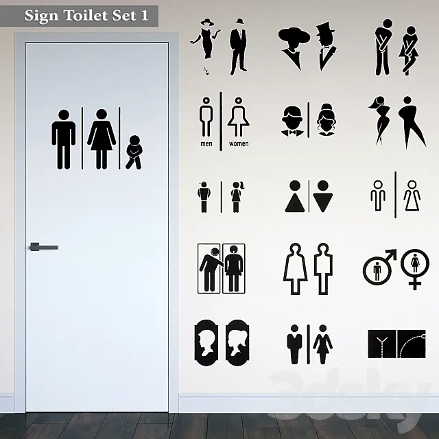 Sign Toilet Set 1 3DSMax File