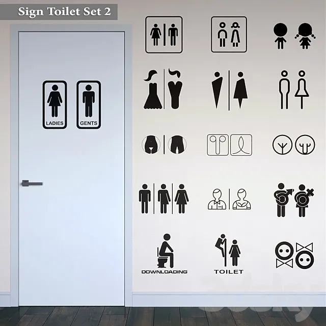 Sign Toilet Set 2 3DSMax File