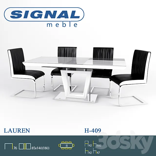 Signal dining group LAUREN + H-409 3DS Max Model