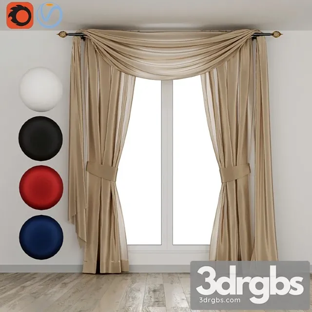 Silk curtains with lambrequin 3dsmax Download