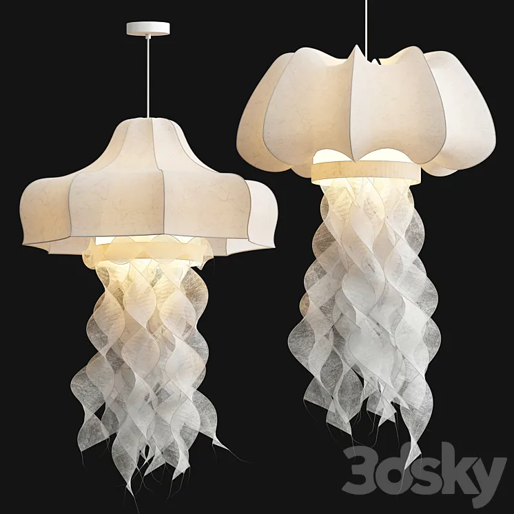 Silk Fabric Jellyfish Pendant Light 3DS Max Model