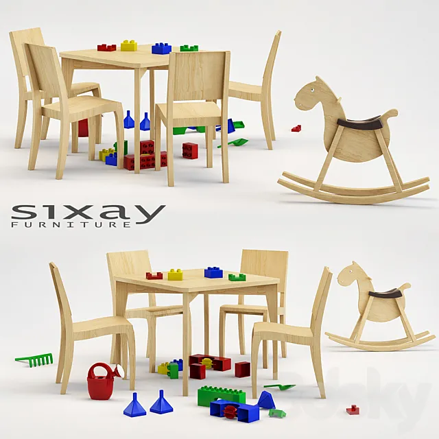 Silla apilable de madera para ninos 3ds Max