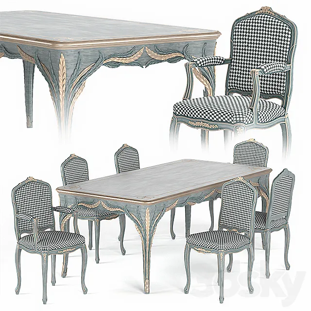 Silvano Grifoni Table and Chair Set 3ds Max