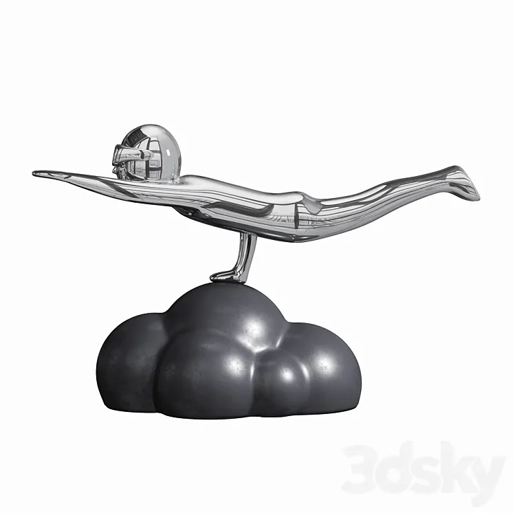 Silver flying figure sculpture ornaments 3DS Max Model
