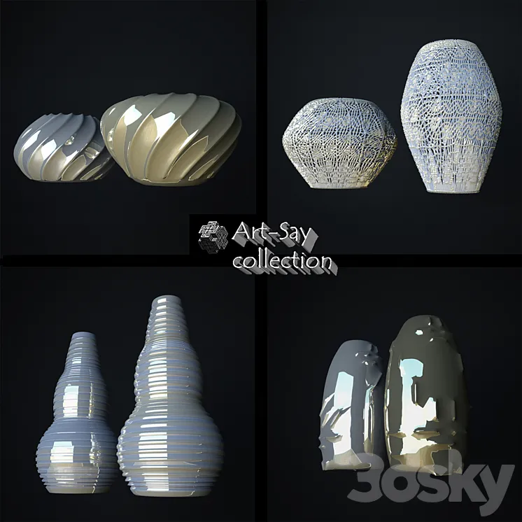 Silver-gold vases 3DS Max