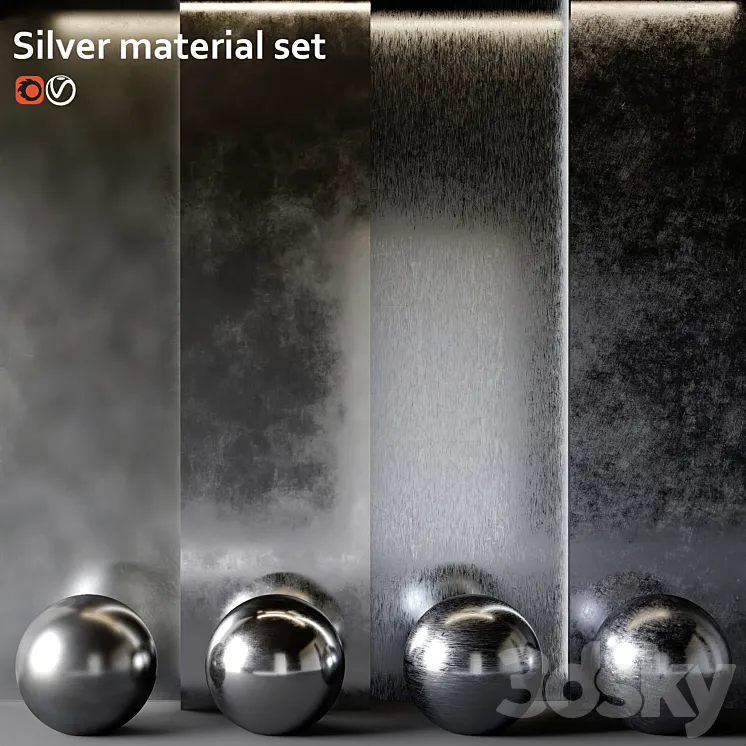Silver material set 3DS Max